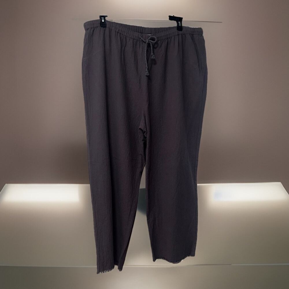 Soft Surroundings Pants XL Tencel Pull On Wide Leg Charcoal Active Lounge